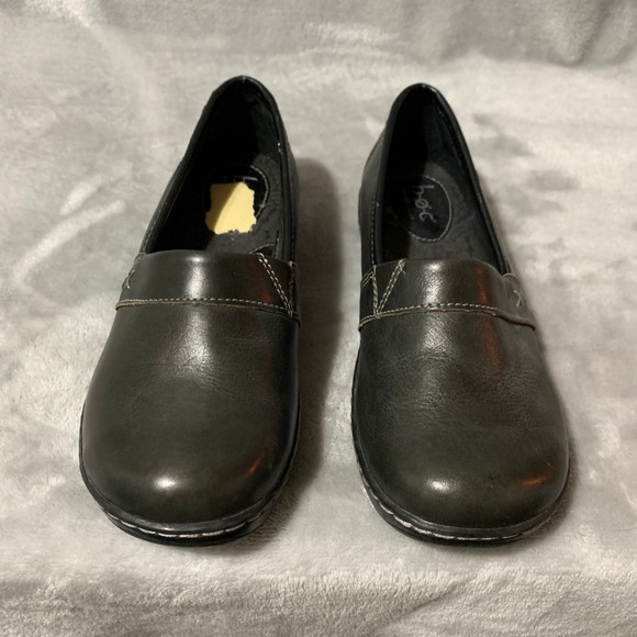 BOC Born Concept Black Leather Shoes Womens 6.5 M Slip On Casual Comfort Classic - Picture 8 of 15